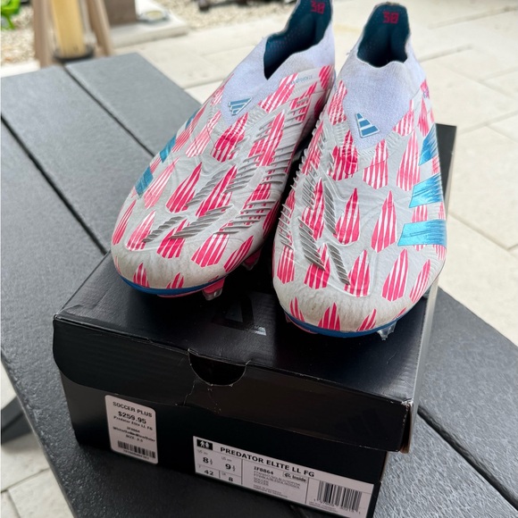 Adidas Predator Elite Laceless FG solar blue/solar pink soccer cleats Size 8 1/2 - Picture 9 of 9